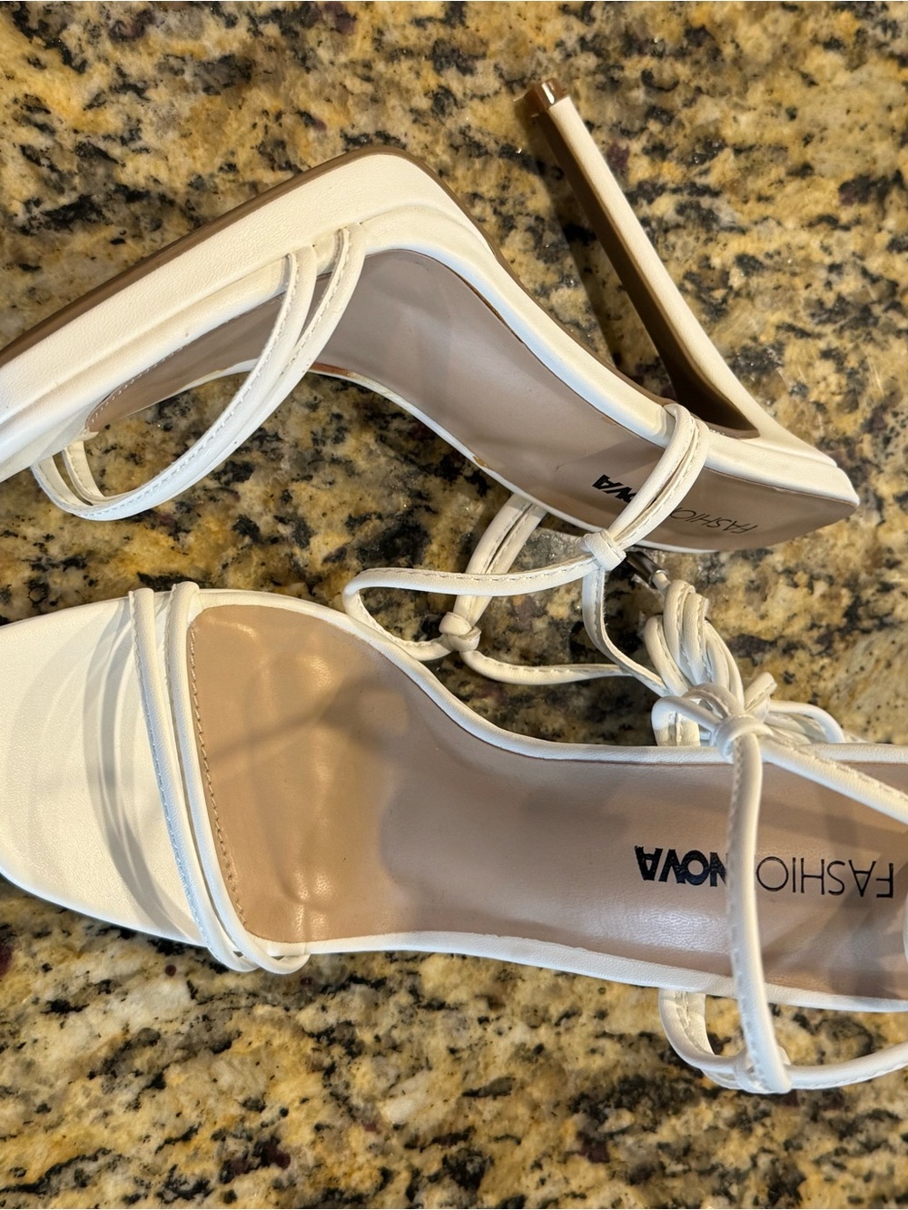 Fashion Nova White Strappy Lace-Up Stiletto Sandals